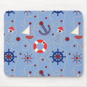 Patchwork Nautical Design Mouse Mat