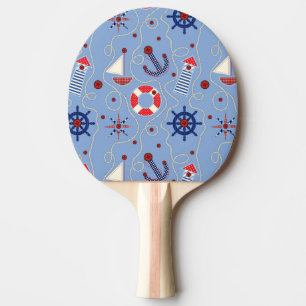 Patchwork Nautical Design Ping Pong Paddle