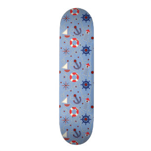 Patchwork Nautical Design Skateboard