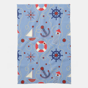 Patchwork Nautical Design Tea Towel