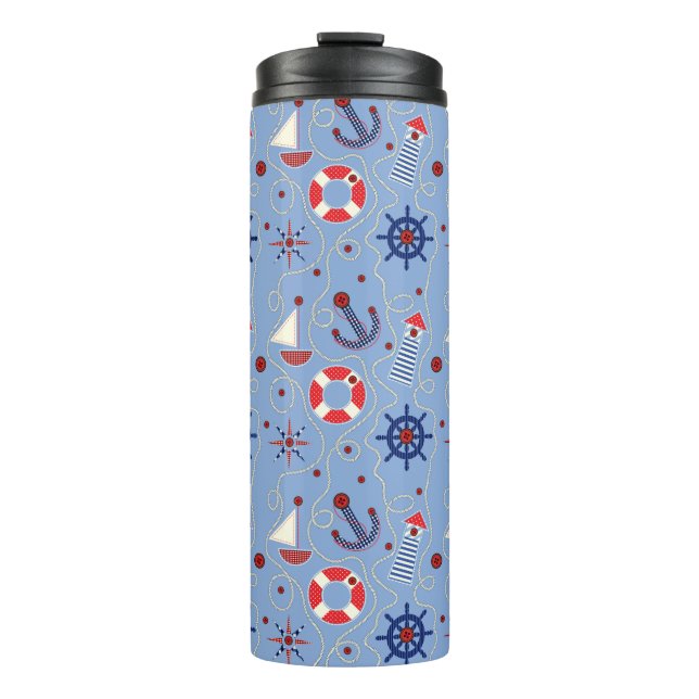 Patchwork Nautical Design Thermal Tumbler (Front)
