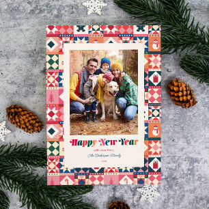Patchwork New Year Multicolored Photo Holiday Card