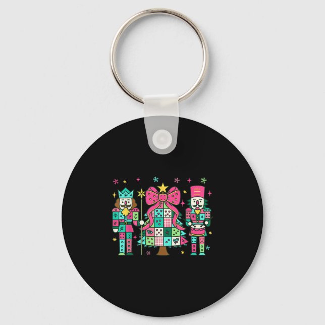 Patchwork Nutcracker Christmas Tree Nk Nutcracker  Key Ring (Front)