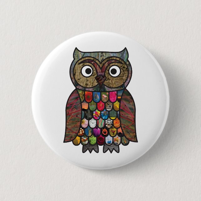 Patchwork Owl 6 Cm Round Badge (Front)