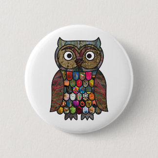 Patchwork Owl 6 Cm Round Badge