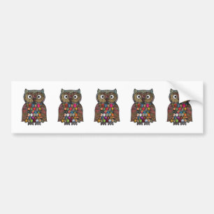 Patchwork Owl Bumper Sticker