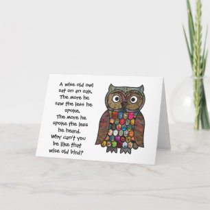 Patchwork Owl Card with Quote / Poem