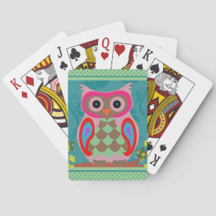 Patchwork Owl Folk Art Playing Cards