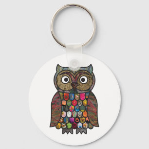 Patchwork Owl Key Ring