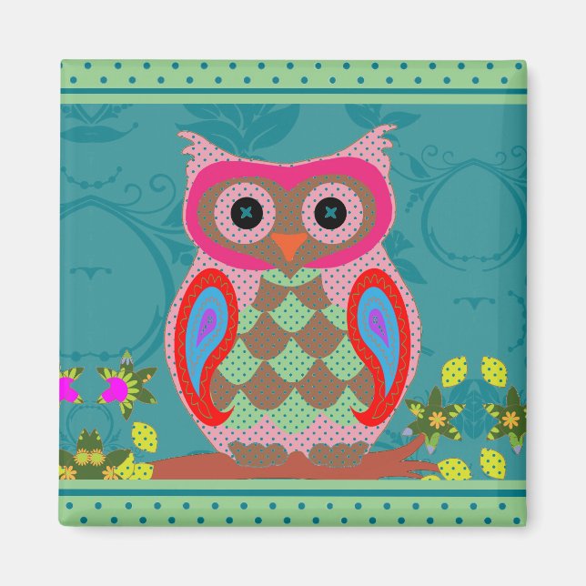 Patchwork Owl Magnet (Front)