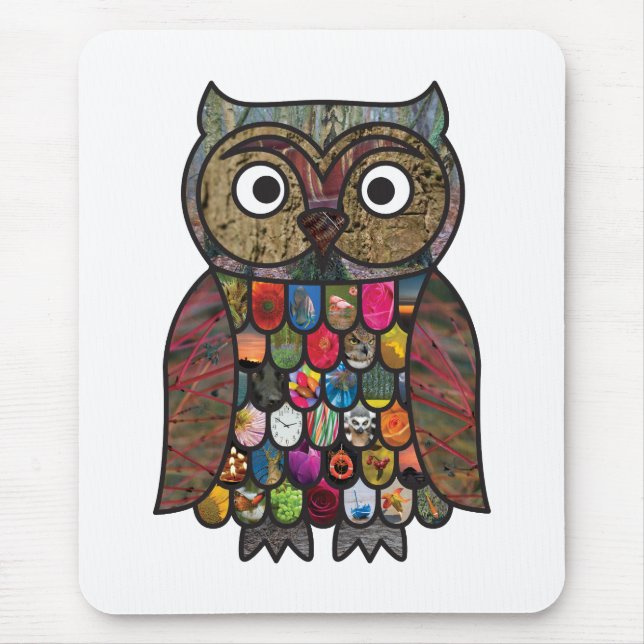 Patchwork Owl Mouse Mat (Front)