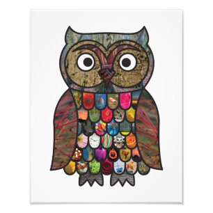 Patchwork Owl Photo Print