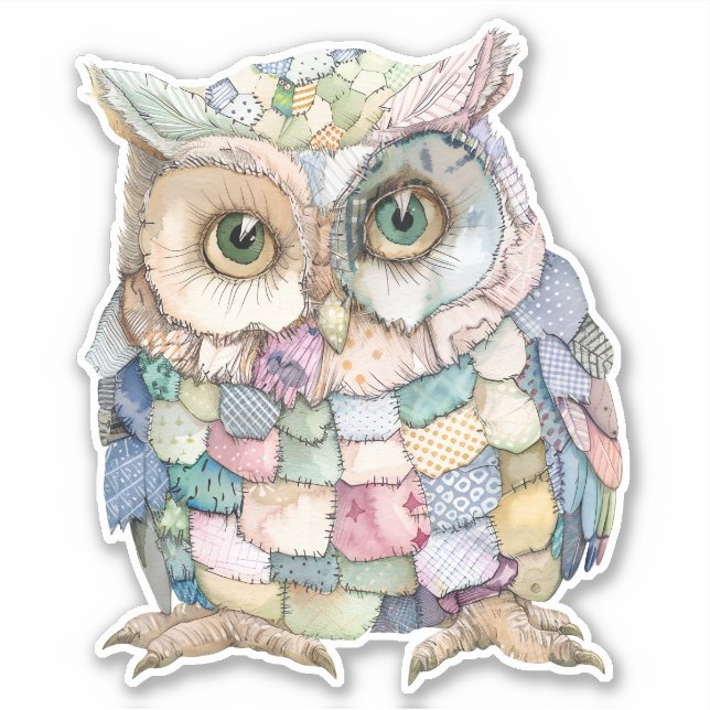 Patchwork Owl Sticker (Front)