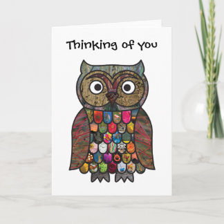Patchwork Owl Thinking of you Card