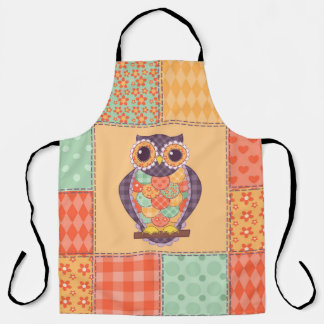 Patchwork Owl Vintage Seamless Pattern Apron