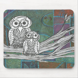 Patchwork Owls Mouse Mat