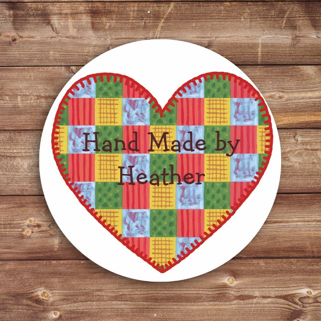 Patchwork Pattern Hand Made Label (Large patchwork pattern hand made label for hand made lovers.  Cute and country style design.)