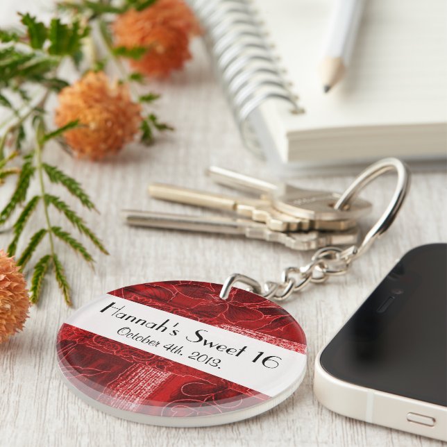 Patchwork Pattern, Patchwork Background, Sweet 16 Key Ring (Front Right)