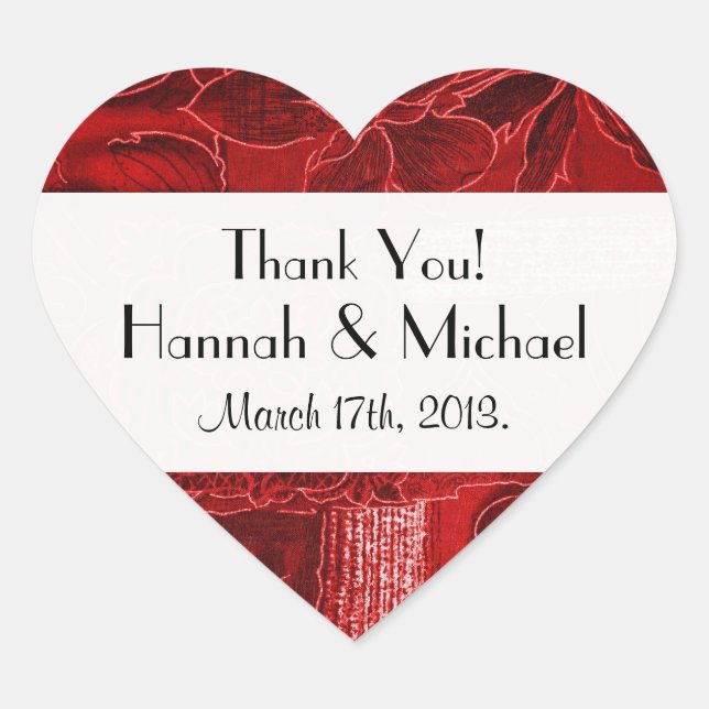 Patchwork Pattern, Patchwork Background, Wedding Heart Sticker (Front)