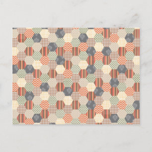 Patchwork Pentagon Pattern Postcard