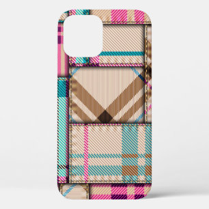 Patchwork Plaid, Vintage Seamless Background. iPhone 12 Case