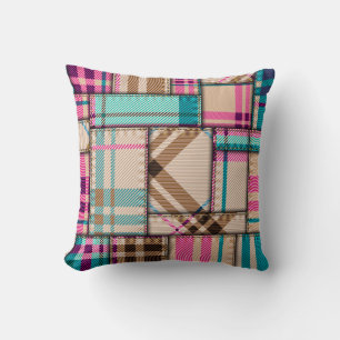 Patchwork Plaid, Vintage Seamless Background. Cushion