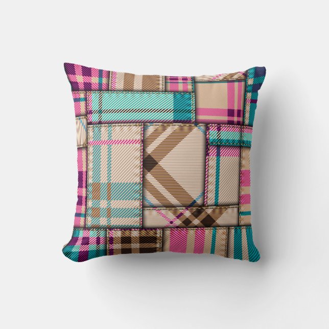 Patchwork Plaid, Vintage Seamless Background. Cushion (Front)