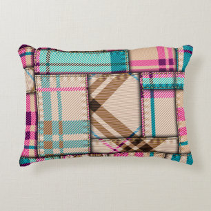 Patchwork Plaid, Vintage Seamless Background. Decorative Cushion