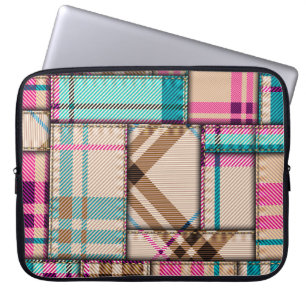 Patchwork Plaid, Vintage Seamless Background. Laptop Sleeve