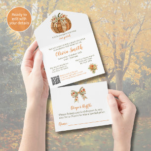 Patchwork Pumpkin All in One Baby Shower Invitation