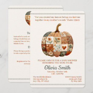 Patchwork Pumpkin Christian All in One Baby Shower Invitation