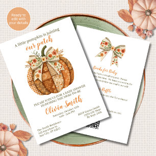 Patchwork Pumpkin Cottagecore All in One Shower Invitation