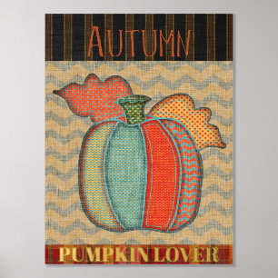 Patchwork Pumpkin Lover Autumn Foil Prints