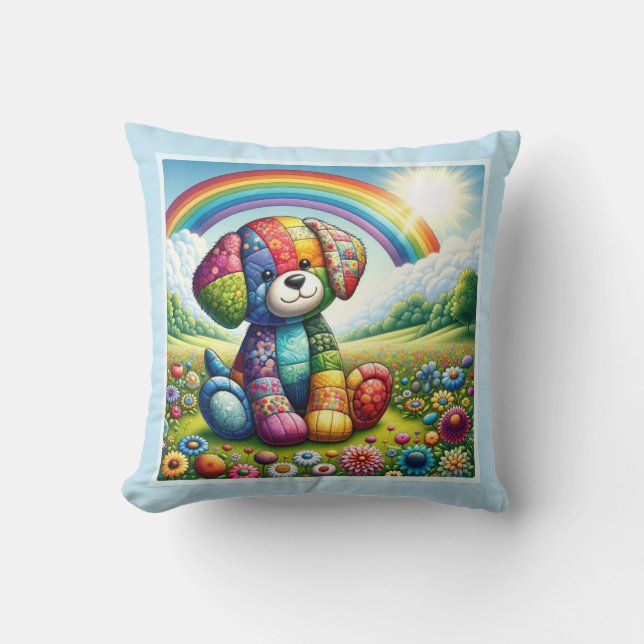 Patchwork Pup Paradise Cushion (Front)