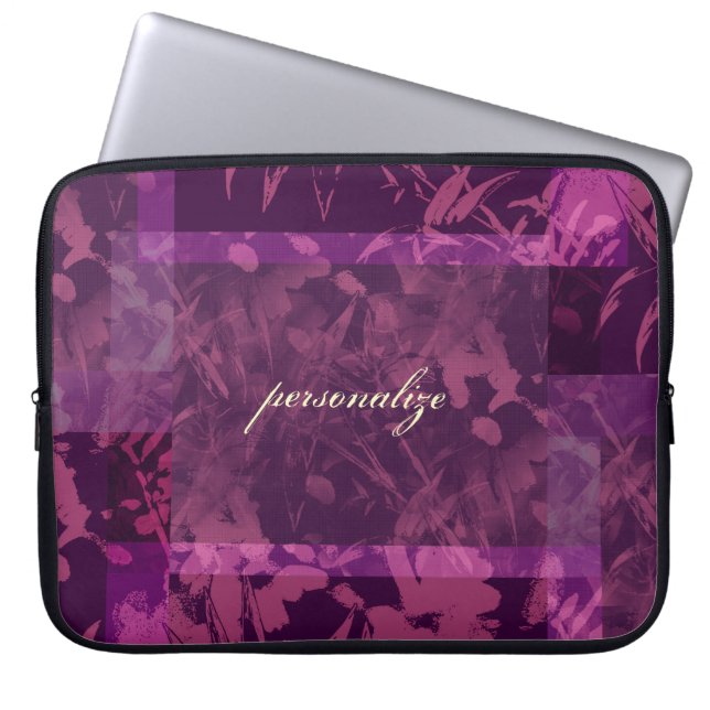 Patchwork Purple Personalised Laptop Sleeve Electr (Front)