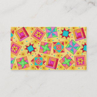 Patchwork Quilt Block Art Yellow Custom Business Card