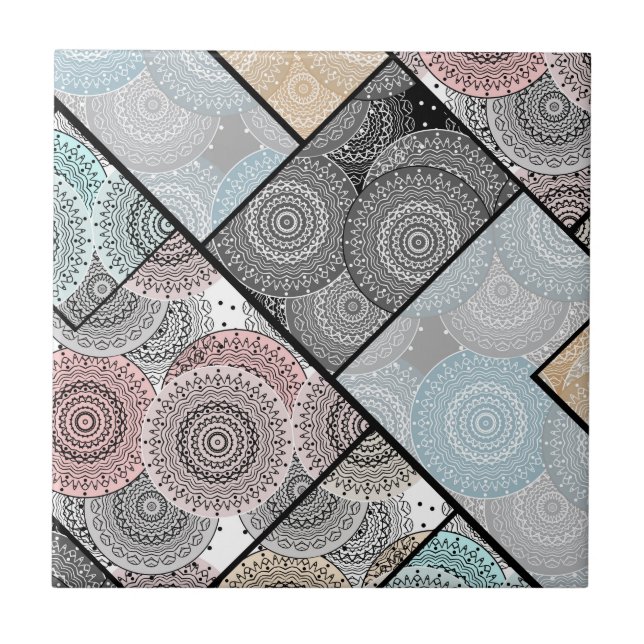 Patchwork quilt ceramic tile circles mandala paste (Front)