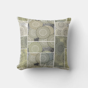 Patchwork quilt ceramic tile circles mandala patch cushion