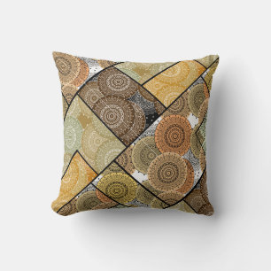 Patchwork quilt ceramic tile circles mandala patch cushion