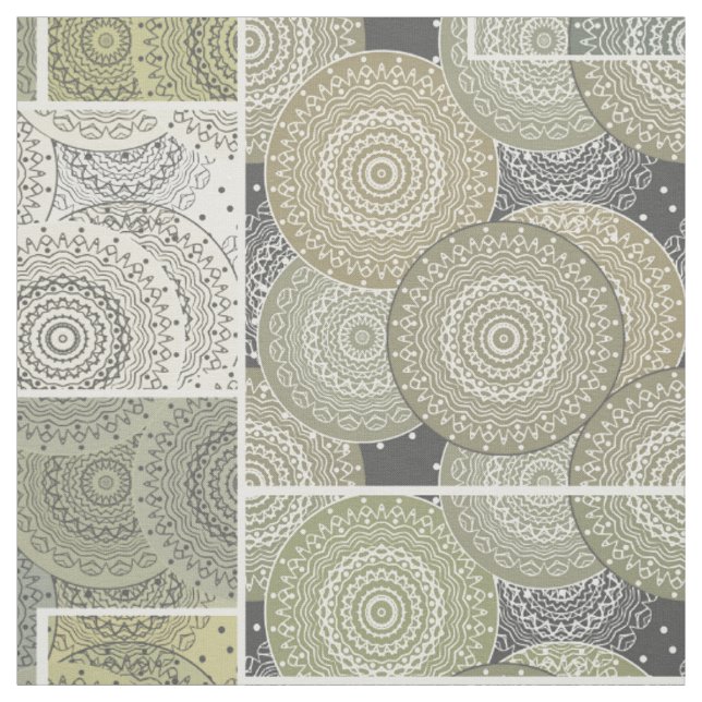 Patchwork quilt ceramic tile circles mandala patch fabric (Swatch)