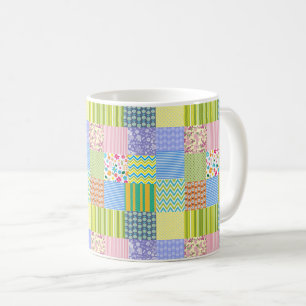 Patchwork Quilt Chevron Stripes Polka Dots Flowers Coffee Mug