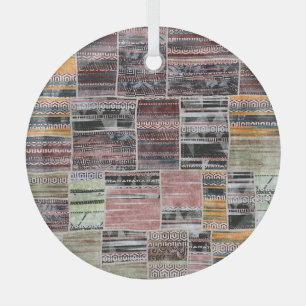 Patchwork Quilt Collage Seamless Print. Glass Tree Decoration