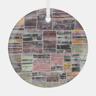 Patchwork Quilt Collage Seamless Print. Glass Tree Decoration