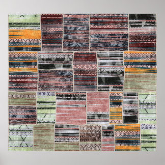 Patchwork Quilt Collage Seamless Print. Poster