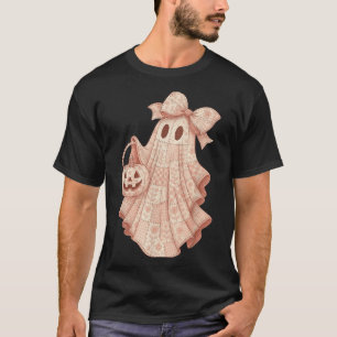 Patchwork Quilt Flower Nk Ghost Coquette Halloween T-Shirt