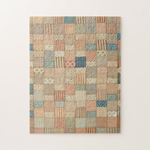 Patchwork quilt in muted colours jigsaw puzzle