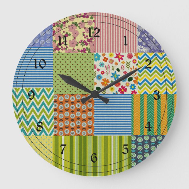 Patchwork Quilt Large Clock (Front)