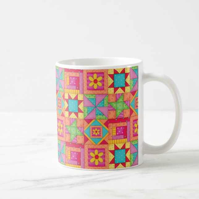 Patchwork Quilt Multicolor Blocks Colourful Coffee Mug (Right)