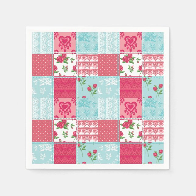 Patchwork Quilt Multicolored Gingham Napkin (Front)