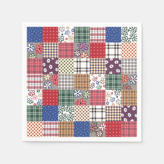 Patchwork Quilt Multicolored Gingham Napkin (Front)